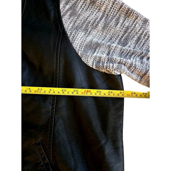 TORRID BLACK FAUX LEATHER & MARLED GREY TERRY BOMBER JACKET SIZE 4, 4X - Picture 4 of 6
